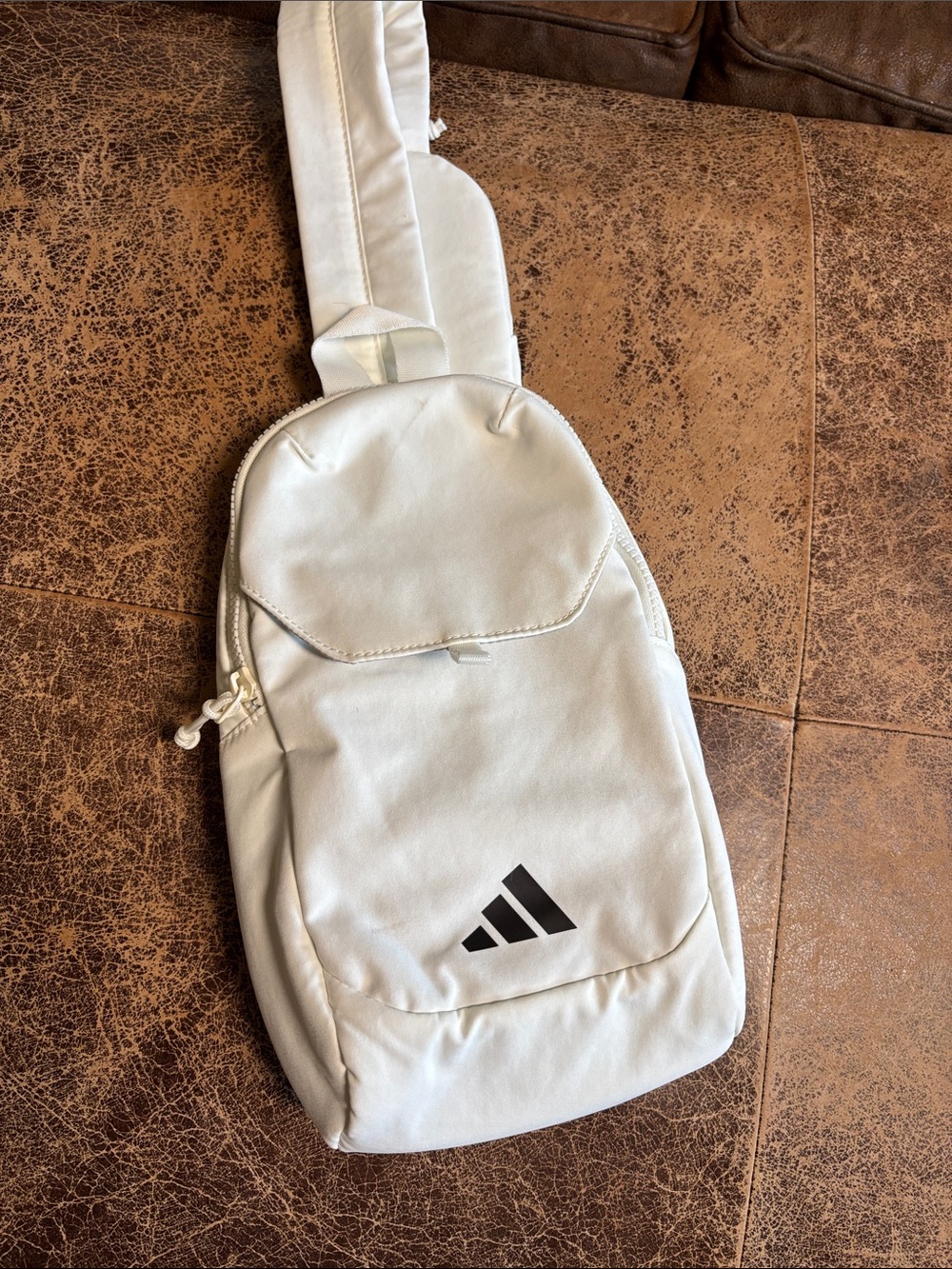adidas White Men's Sling Belt Bag with Black Logo